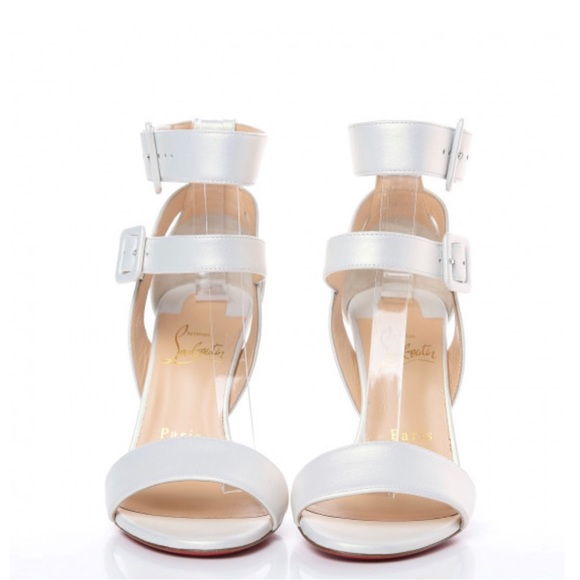 CHRISTIAN LOUBOUTIN NAPPA MULTIPOT 100 SANDALS 37 SNOW WHITE - Picture 2 of 11